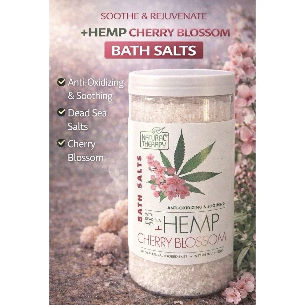 Natural Therapy Pure Hemp + Cherry Blossom Spa Soak Mineral Bath Salts (37oz)